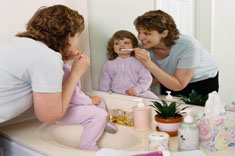 Supervise young children as they brush and teach them to spit out -not swallow - toothpaste.