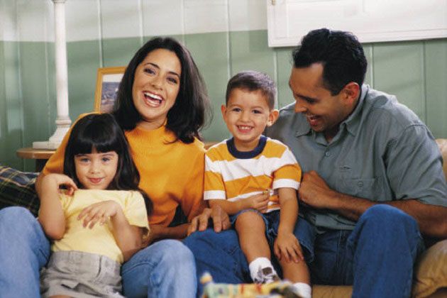 family on couch