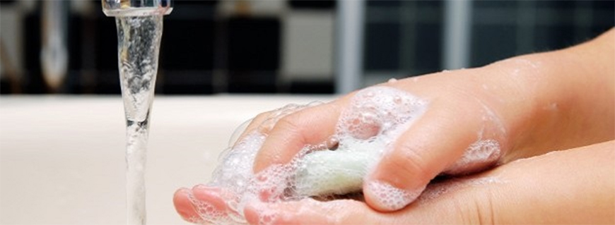 hands soap water