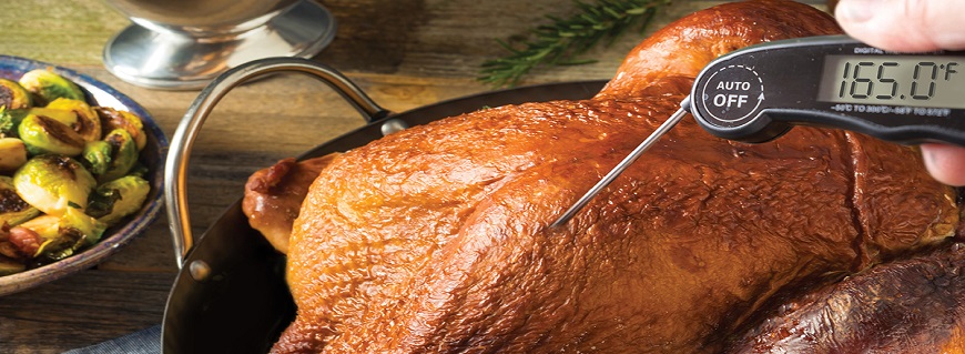 Whether you’re cooking a whole bird or a part of it, such as the breast, you should take special care to prevent food poisoning by using a food thermometer.